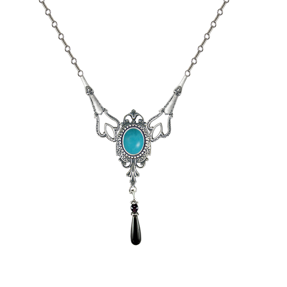 Sterling Silver Victorian Necklace With Turquoise